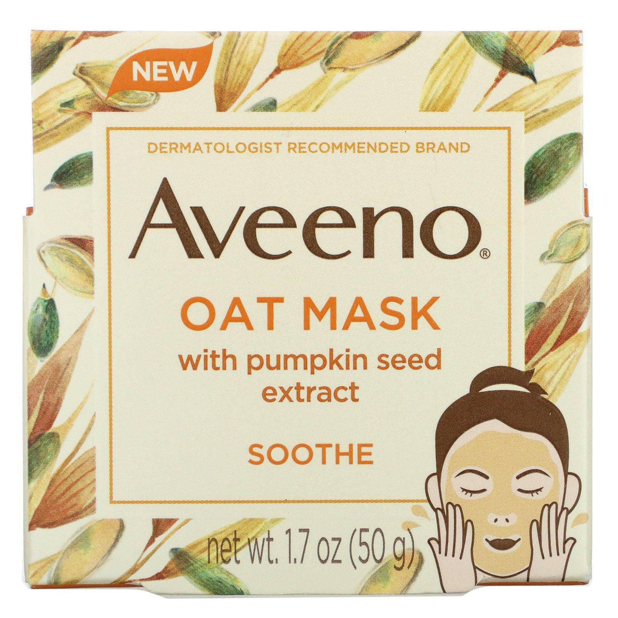 Aveeno, Oat Beauty Mask with Pumpkin Seed Extract, Soothe, 1.7 oz (50 g) - Supply Center USA