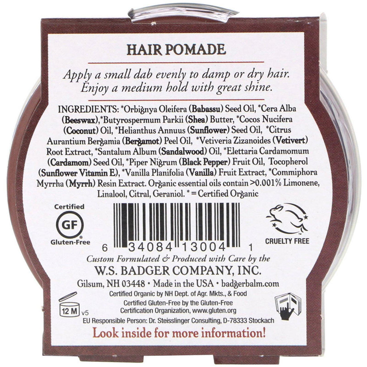 Badger Company, Organic, Hair Pomade, Navigator Class, 2 oz (56 g) - Supply Center USA