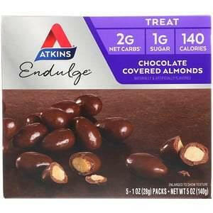 Atkins, Endulge, Chocolate Covered Almonds, 5 Packs, 1 oz (28 g) Each - HealthCentralUSA