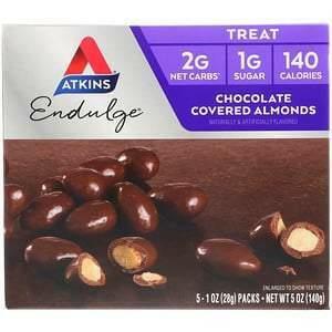 Atkins, Endulge, Chocolate Covered Almonds, 5 Packs, 1 oz (28 g) Each - Supply Center USA