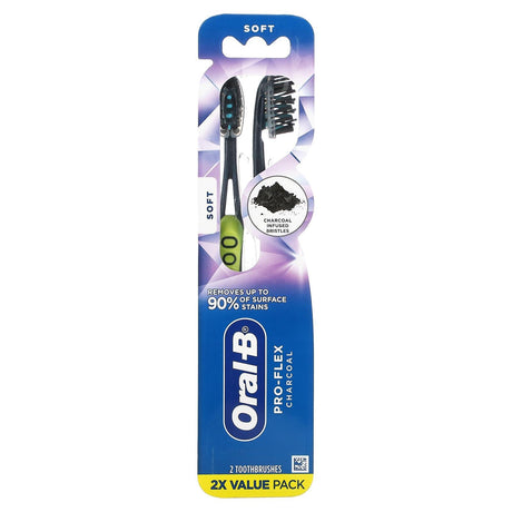 Oral-B, Pro-Flex Charcoal Toothbrush, Soft, 2 Toothbrushes - Supply Center USA