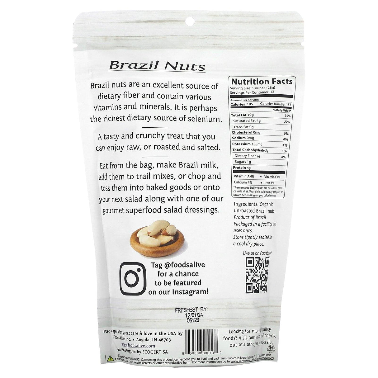 Foods Alive, Superfood, Brazil Nuts, 12 oz (340 g) - Supply Center USA