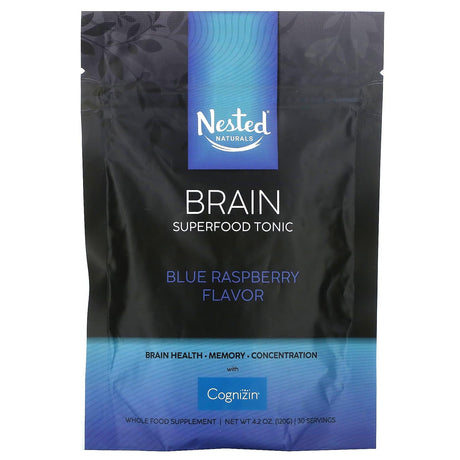 Nested Naturals, Brain Superfood Tonic, Blue Raspberry, 4.2 oz (120 g) - Supply Center USA