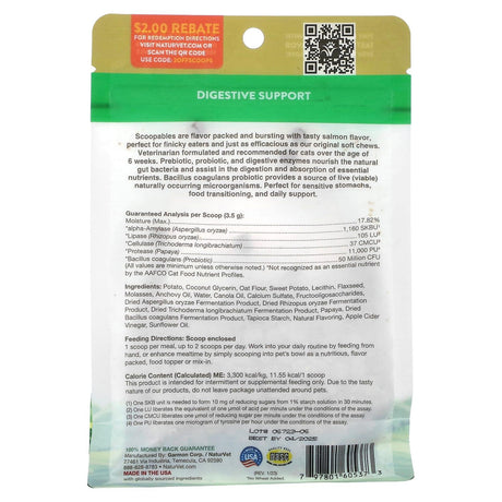 NaturVet, Scoopables, Digestive Enzymes + Pre & Probiotic, For Cats, Salmon, 5.5 oz (157.5 g) - Supply Center USA