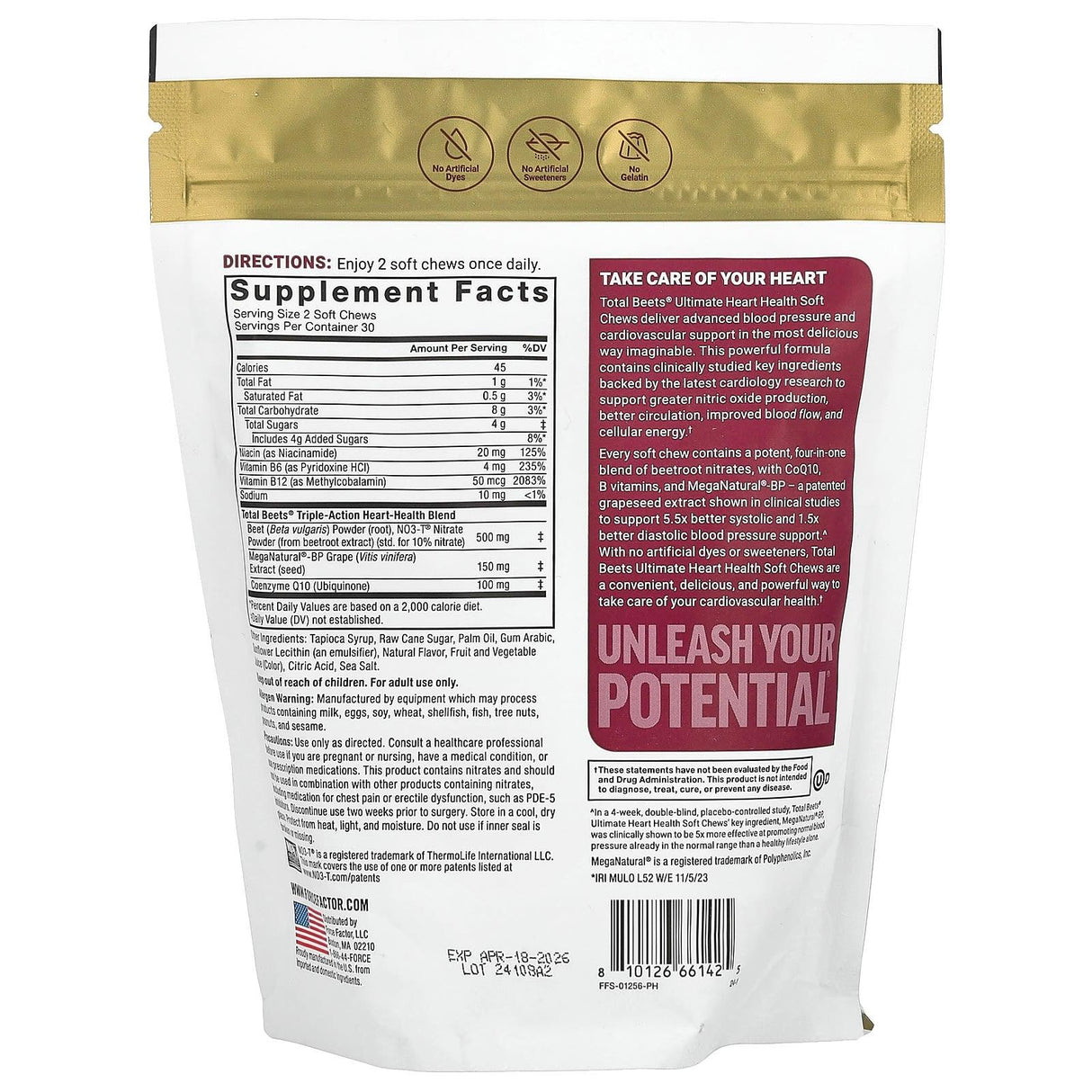 Force Factor, Total Beets® With CoQ10, Black Cherry, 60 Superfood Soft Chews - Supply Center USA