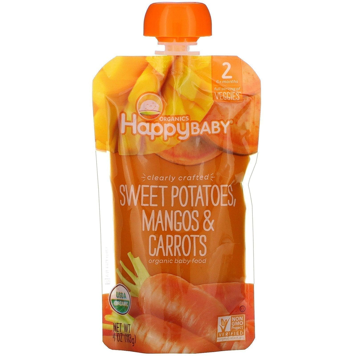 Happy Family Organics, Happy Baby, Organic Baby Food, 6+ Months, Sweet Potatoes, Mangos & Carrots, 4 oz (113 g) - Supply Center USA