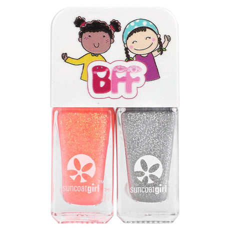 SuncoatGirl, Buddies Nail Polish Duo Set, Silver and Coral Glitter, 2 Piece Set - Supply Center USA