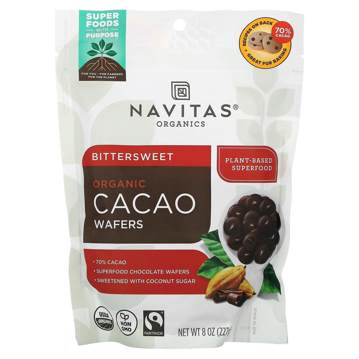 Navitas Organics, Organic Cacao Wafers, Bittersweet, 8 oz (227 g) - Supply Center USA