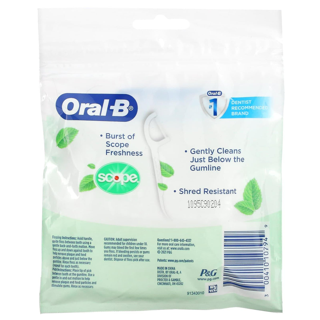 Oral-B, Scope Floss Picks, Fresh Mint, 75 Floss Picks - Supply Center USA