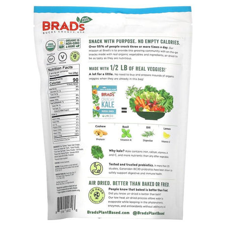 Brad's Plant Based, Crunchy Kale, Radical Ranch, 2 oz (57 g) - Supply Center USA