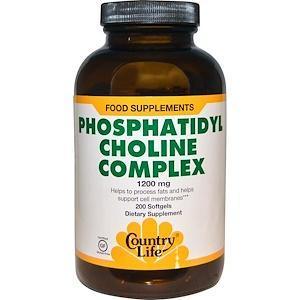 Country Life, Phosphatidyl Choline Complex, 1200 mg, 200 Softgels - Supply Center USA