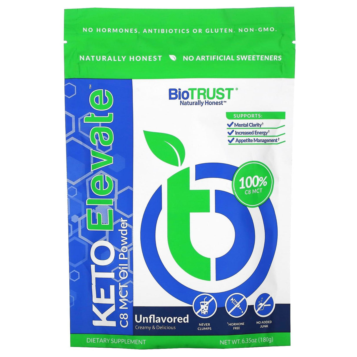 BioTRUST, Keto Elevate, C8 MCT Oil Powder, Unflavored, 6.35 oz (180 g) - Supply Center USA