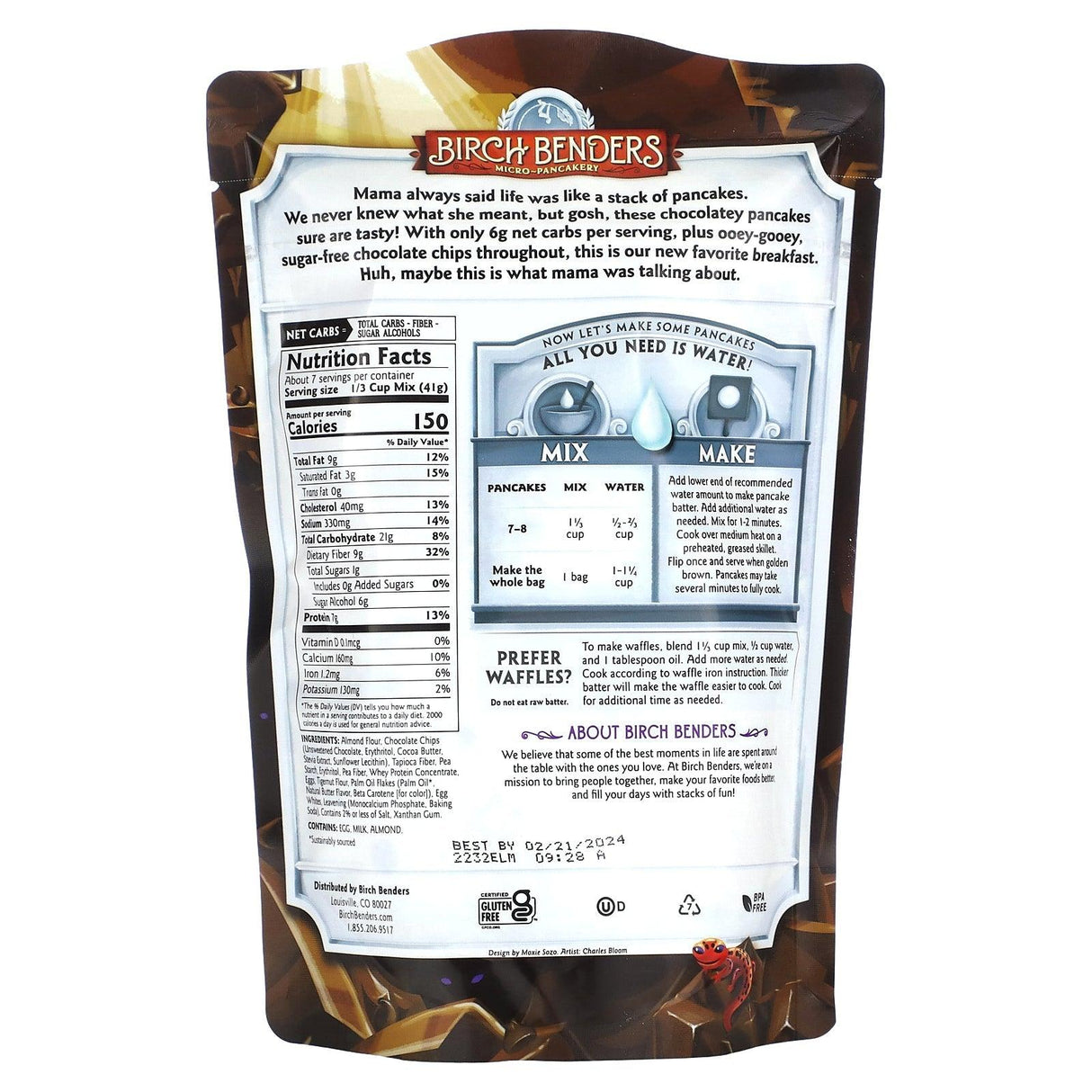 Birch Benders, Pancake & Waffle Mix, Keto, Chocolate Chip, 10 oz (283 g) - Supply Center USA