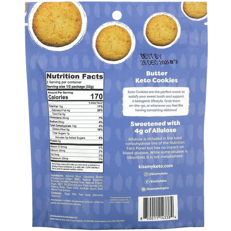 Kiss My Keto, Keto Cookies, Butter, 2.25 oz (64 g) - Supply Center USA