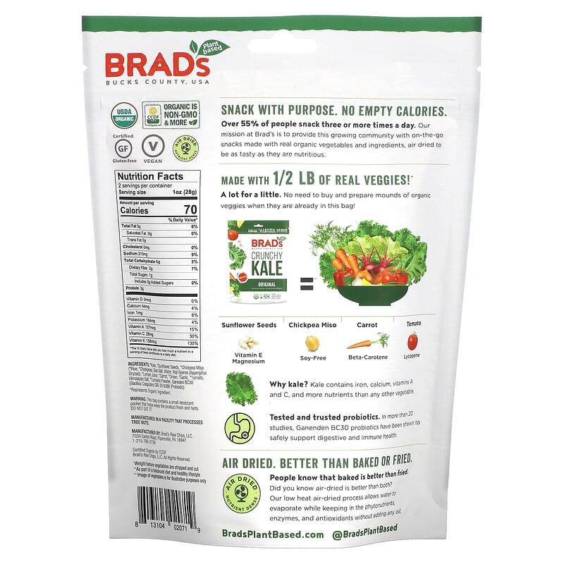 Brad's Plant Based, Crunchy Kale, Original , 2 oz (57 g) - Supply Center USA