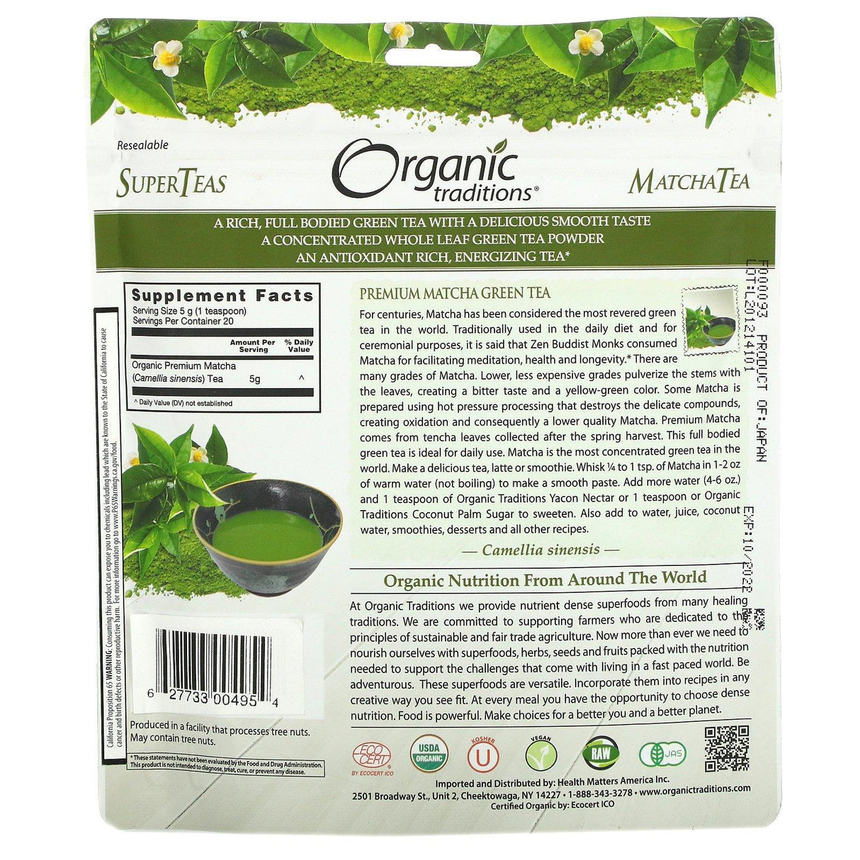 Organic Traditions, Premium Matcha Green Tea, 3.5 oz (100 g) - Supply Center USA