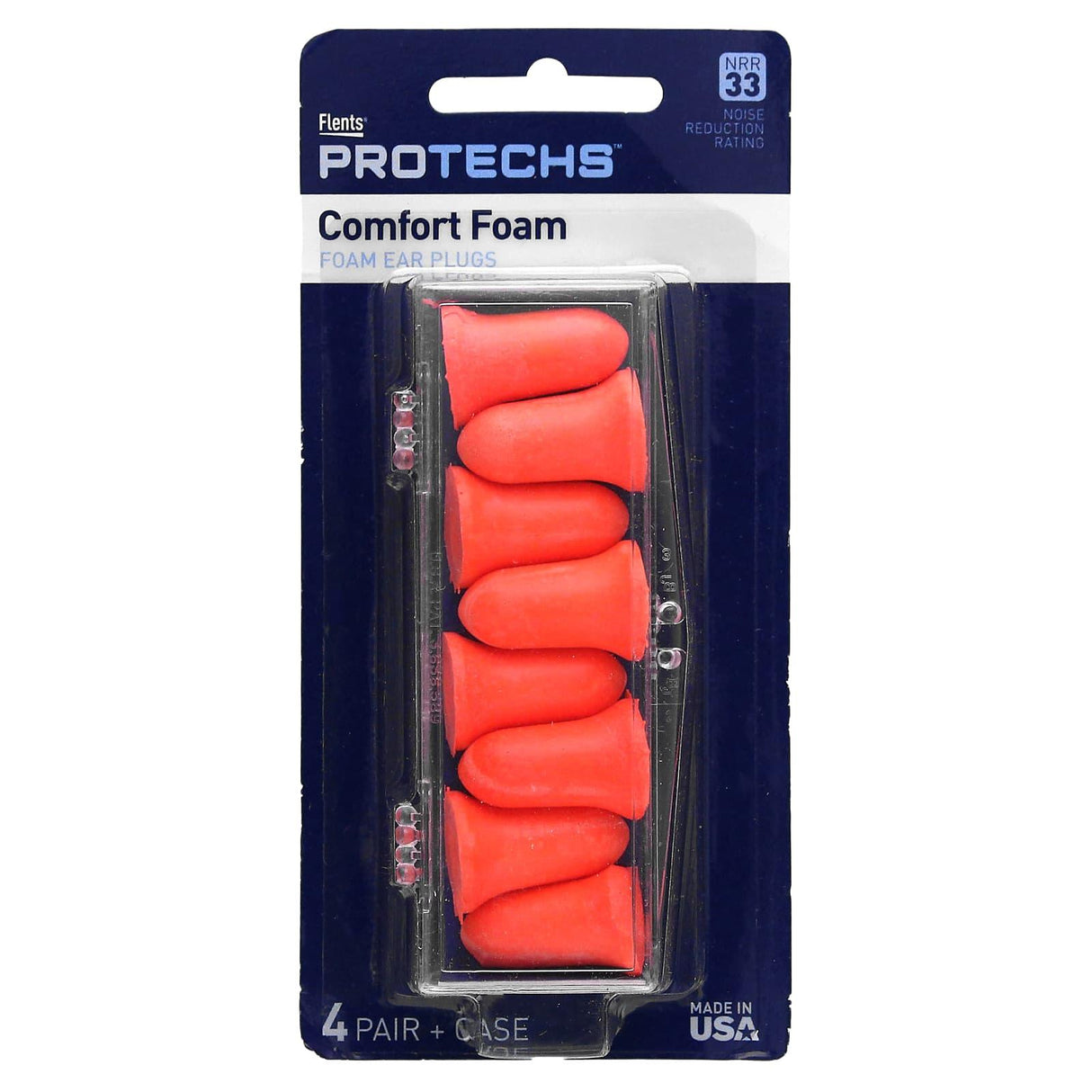 Flents, Protechs, Comfort Foam, Foam Ear Plugs, 4 Pairs + Case - Supply Center USA