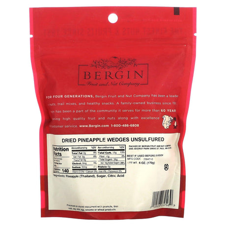 Bergin Fruit and Nut Company, Dried Pineapple Wedges, Unsulfured, 6 oz (170 g) - Supply Center USA