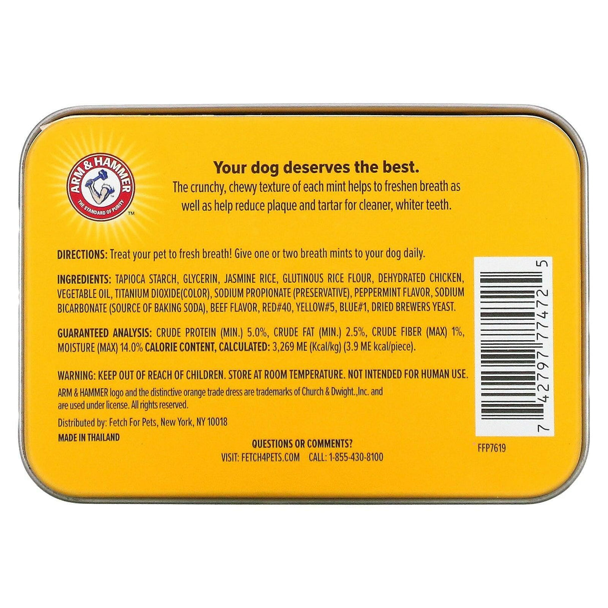 Arm & Hammer, Tartar Control Dental Mints For Dogs, Fresh Mint Scent, Beef, 40 Mints - Supply Center USA