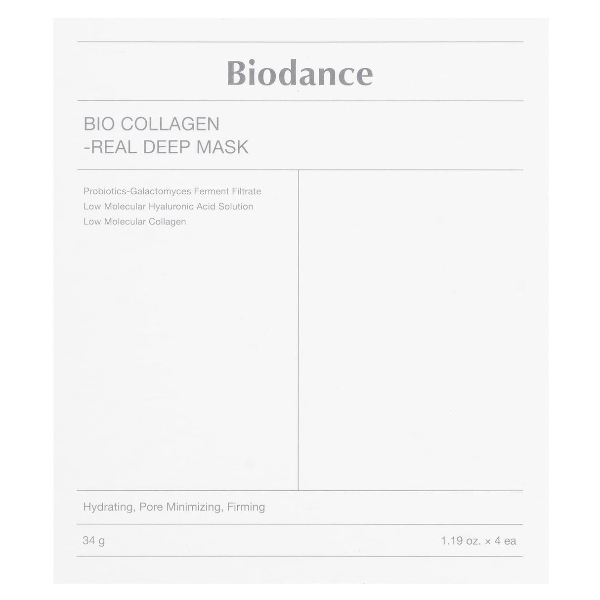 Biodance, Bio Collagen-Real Deep Beauty Mask, 4 Sheets, 1.19 oz (34 g) Each - Supply Center USA