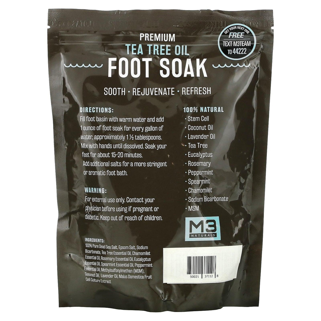 M3 Naturals, Premium Tea Tree Oil Foot Soak, 16 oz (1 lb) - Supply Center USA