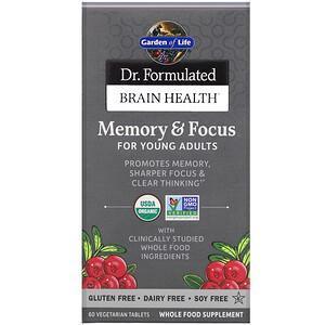 Garden of Life, Dr. Formulated Brain Health, Memory & Focus for Young Adults, 60 Vegetarian Tablets - Supply Center USA