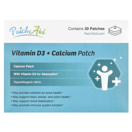 PatchAid, Vitamin D3 + Calcium Patch , 30 Patches - Supply Center USA