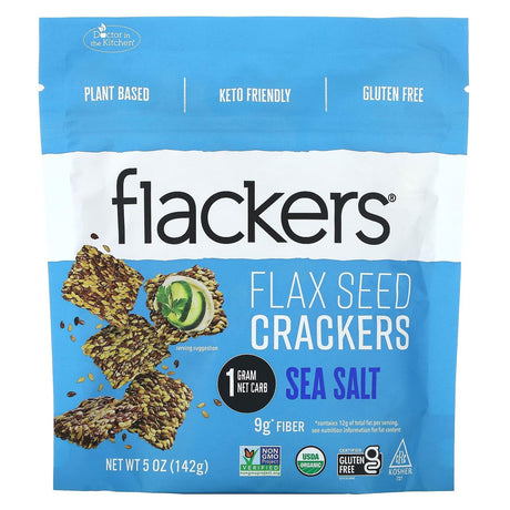 Flackers, Flax Seed Crackers, Sea Salt, 5 oz (142 g) - Supply Center USA