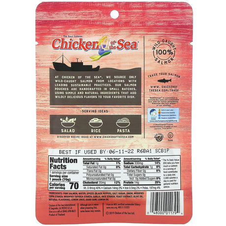 Chicken of the Sea, Wild-Caught Pink Salmon, Cracked Pepper, 2.5 oz ( 70 g) - Supply Center USA