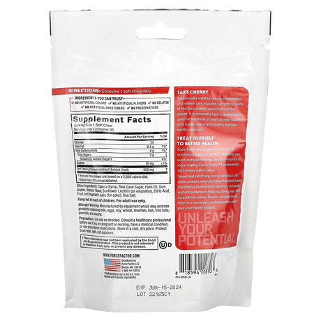 Force Factor, Fundamentals, Tart Cherry, Cherry, 30 Soft Chews - Supply Center USA