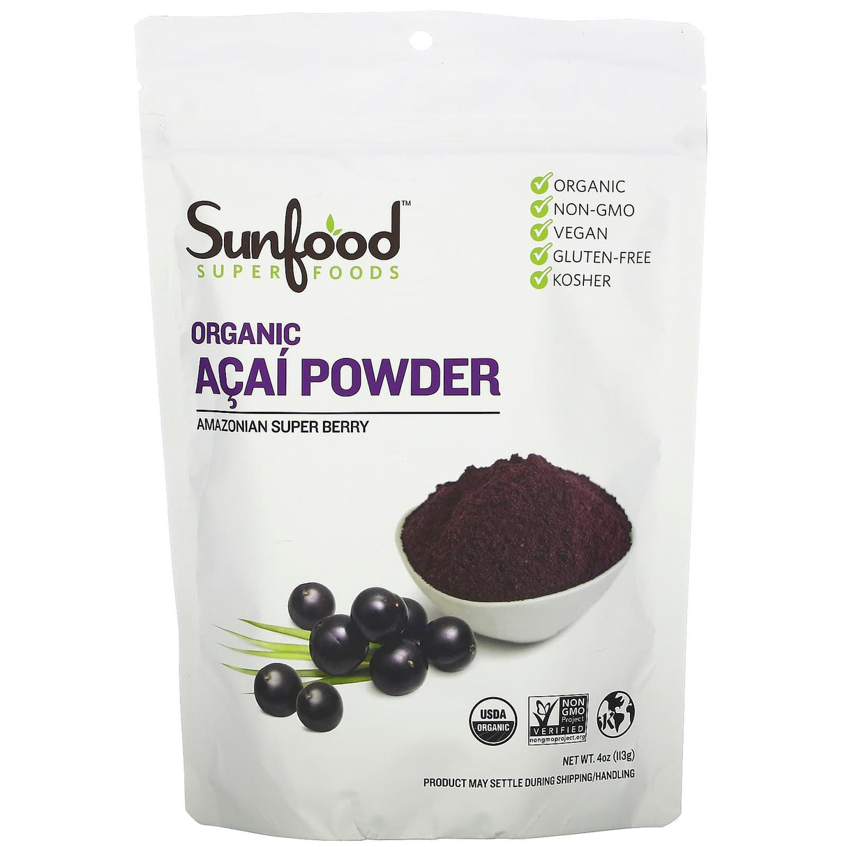 Sunfood, Organic Acai Powder, 4 oz (113 g) - Supply Center USA