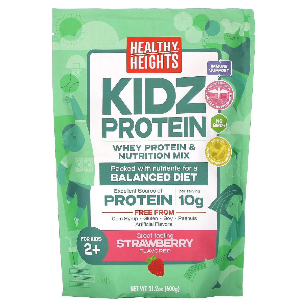 Healthy Heights, Kidz Protein, For Kids 2+, Strawberry, 21.2 oz (600 g) - Supply Center USA