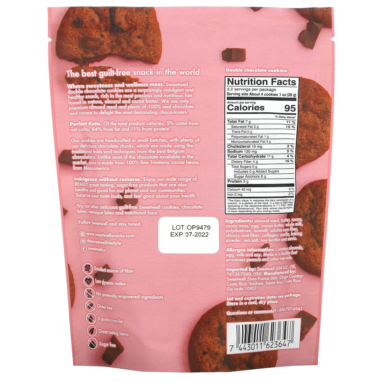 Sweetwell, Keto Cookies, with Collagen, Double Chocolate, 3.2 oz (90 g) - Supply Center USA