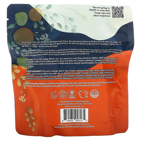 Beauty By Earth, Burst of Energy Shower Steamers, Citrus , 7 Tablets, 7 oz (198 g) - Supply Center USA