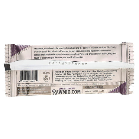 Rawmio, Essential Bar, Organic Raw Chocolate, 100% Cacao, Unsweetened, 1.1 oz (30 g) - Supply Center USA