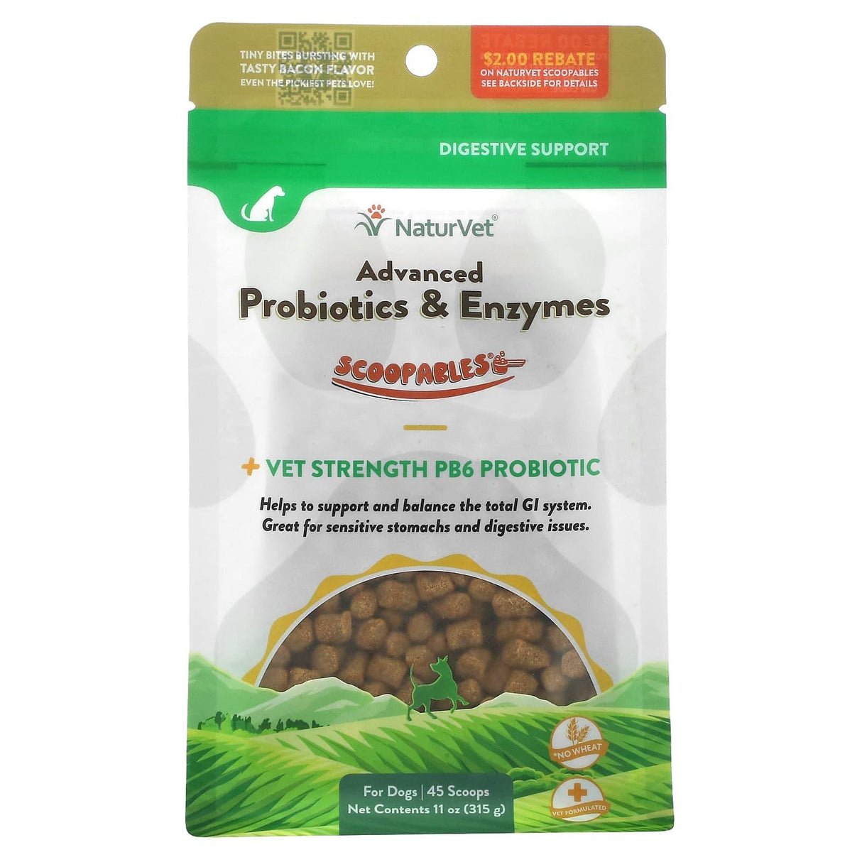 NaturVet, Scoopables, Advanced Probiotics & Enzymes, For Dogs, Bacon, 11 oz (315 g) - Supply Center USA