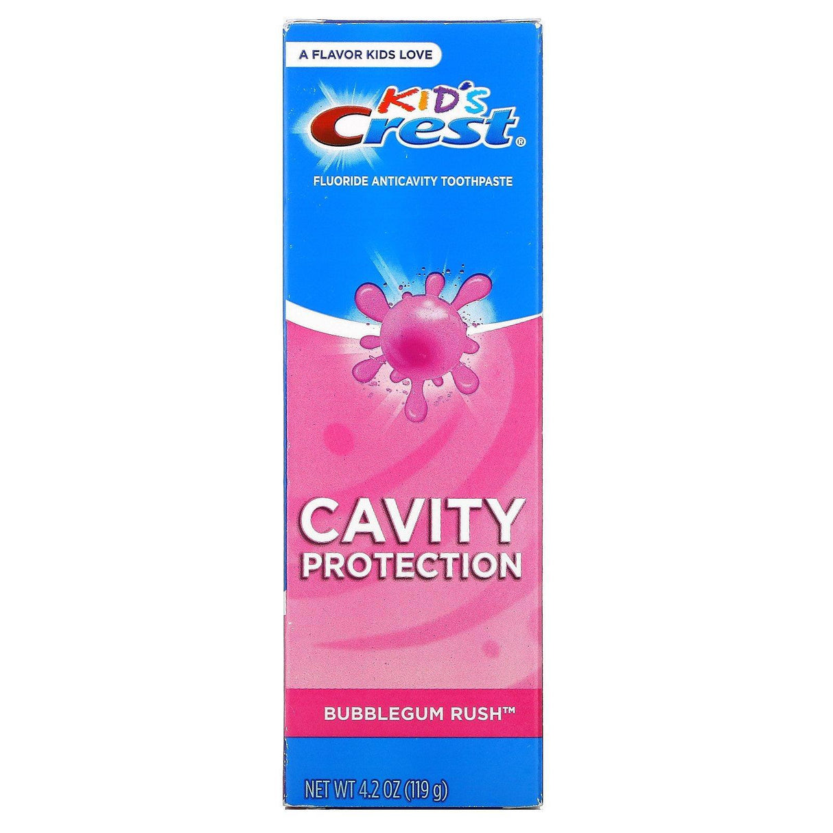 Crest, Kids, Fluoride Anticavity Toothpaste, For Ages 2+, Bubblegum Rush, 4.2 oz (119 g) - Supply Center USA