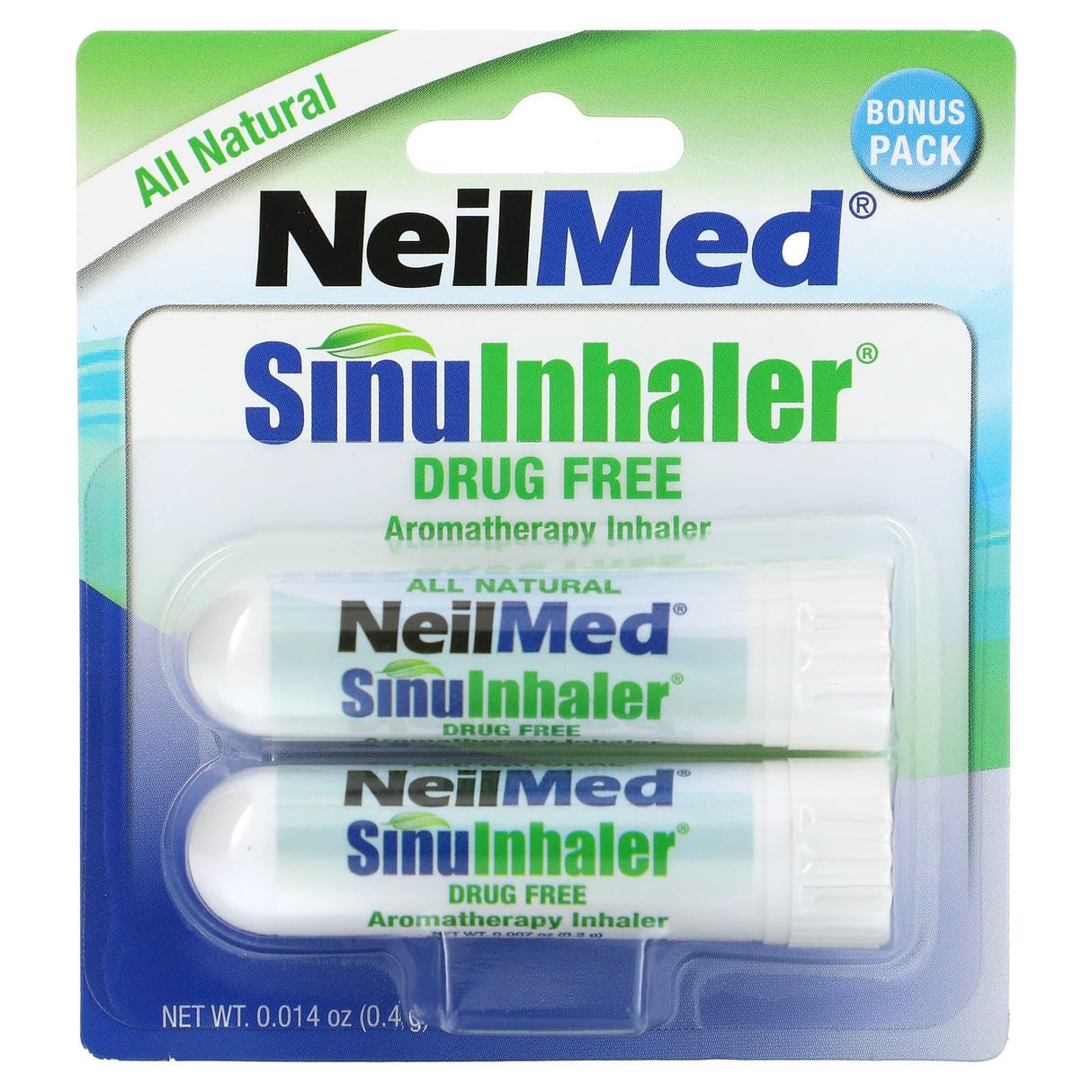 NeilMed, SinuInhaler, Aromatherapy Inhaler, Drug Free, 2 Inhalers, 0.014 oz (0.4 g) - Supply Center USA