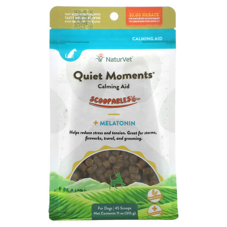 NaturVet, Scoopables, Quiet Moments Calming Aid + Melatonin, For Dogs, Bacon, 11 oz (315 g) - Supply Center USA