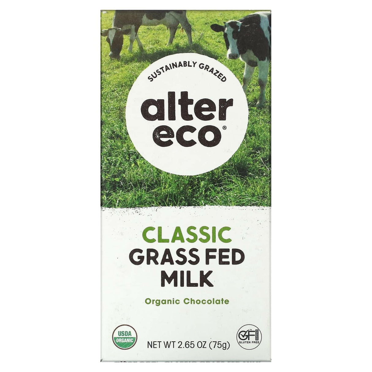 Alter Eco, Organic Chocolate Bar, Classic Grass Fed Milk, 2.65 oz (75 g) - Supply Center USA