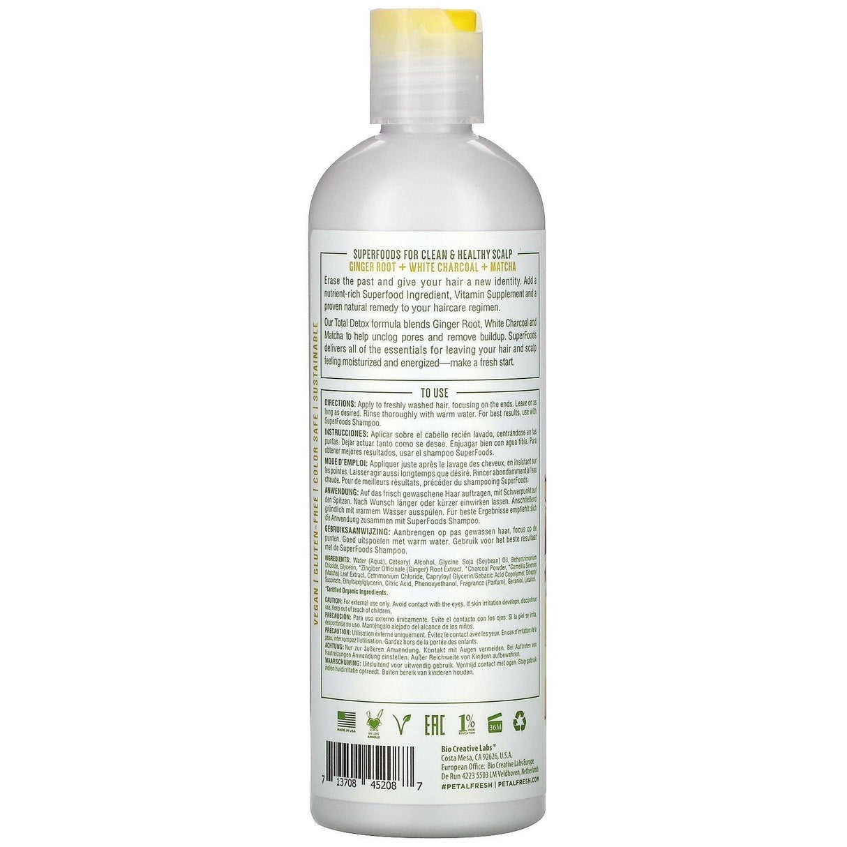 Petal Fresh, Total Detox Conditioner, Ginger Root, White Charcoal, Matcha, 12 fl oz (355 ml) - Supply Center USA