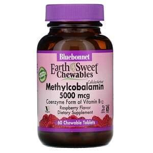 Bluebonnet Nutrition, EarthSweet Chewables, CellularActive Methylcobalamin, Raspberry Flavor, 5,000 mcg, 60 Chewable - Supply Center USA