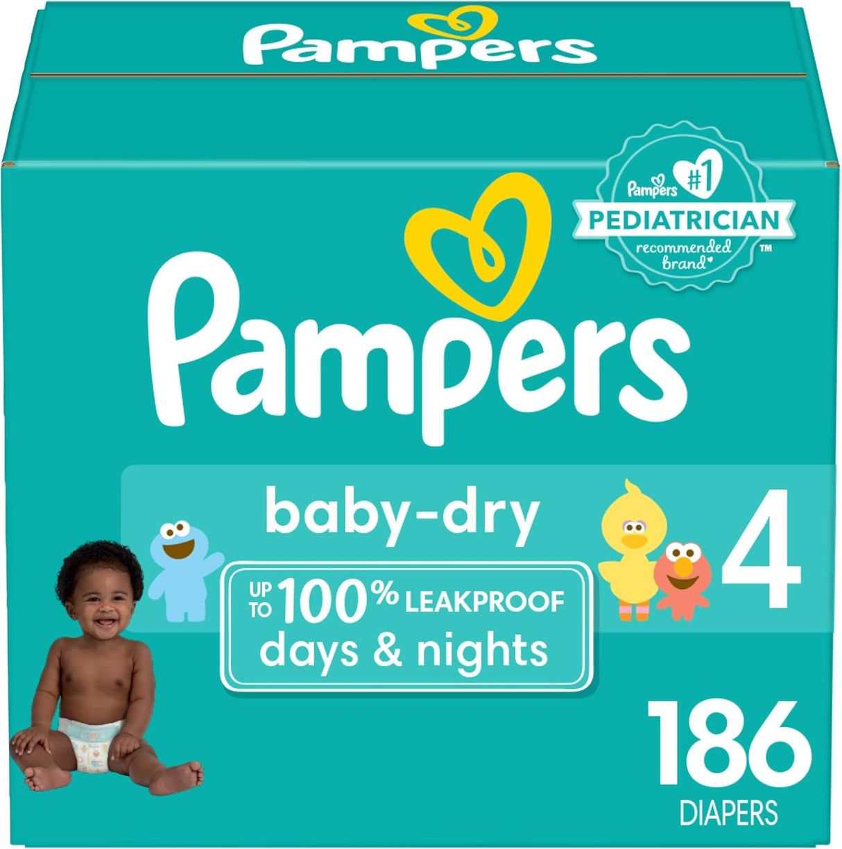 Pampers Baby Dry Diapers - Size 1, 120 Count, Absorbent Disposable Diapers