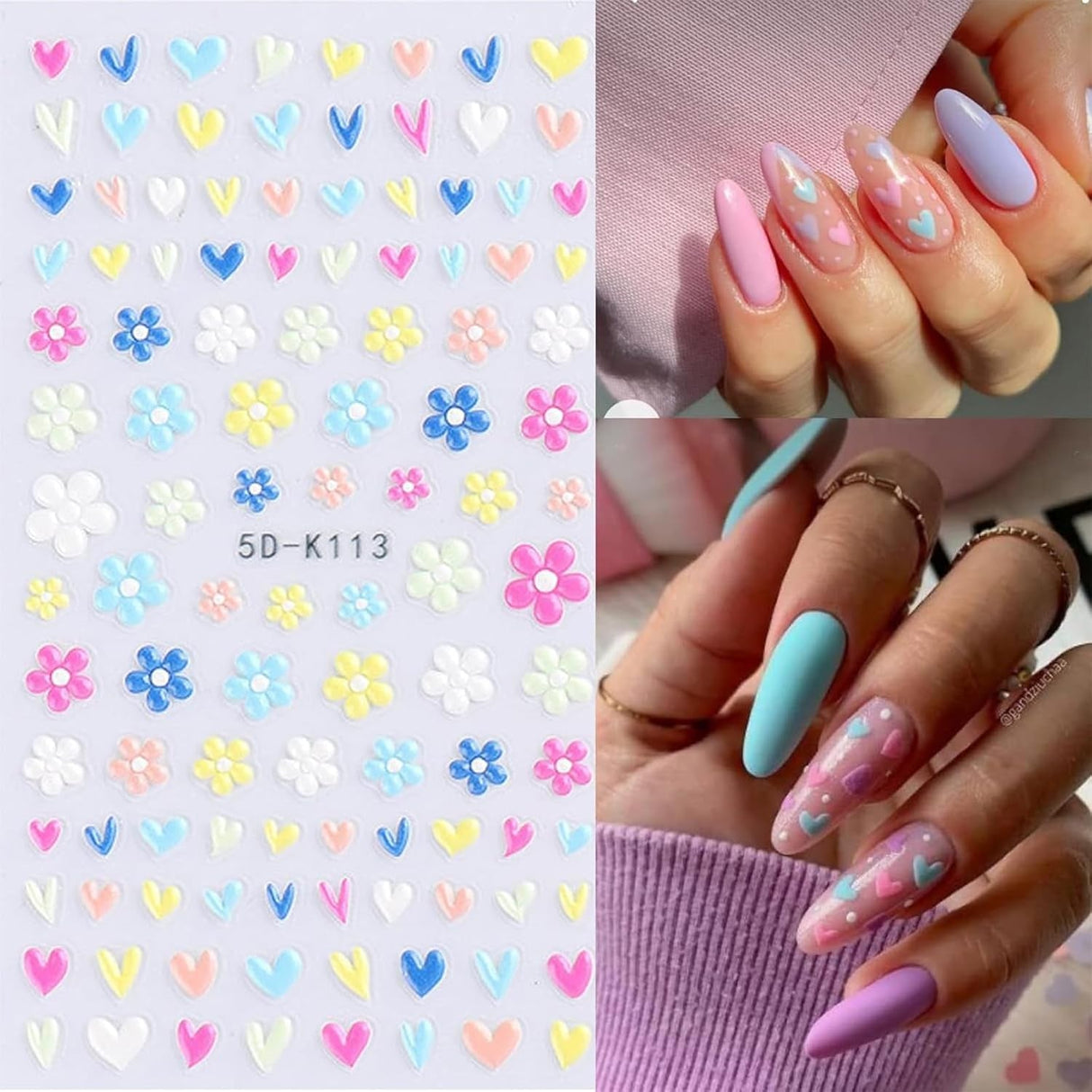 VOTACOS Flower Nail Art Stickers Decals 5D Embossed Nail Decals Spring Summer Daisy Nail Art Design Self-Adhesive Nail Supplies Accessories 3D Flower Nail Stickers for Women Nail DIY Decoration