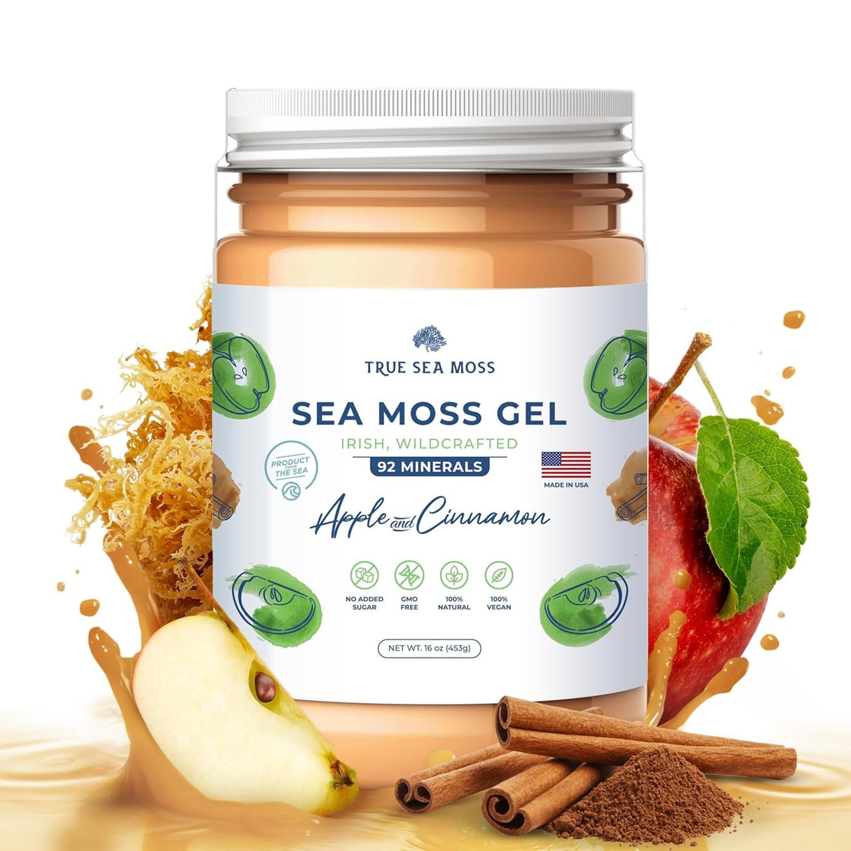 Trueseamoss Wildcrafted Irish Sea Moss Gel –7 Flavors- Nutritious Raw Seamoss Rich in Minerals, Proteins & Vitamins – Antioxidant Health Sea Moss, Vegan Made in USA (MANGO/PINEAPPLE, 1)