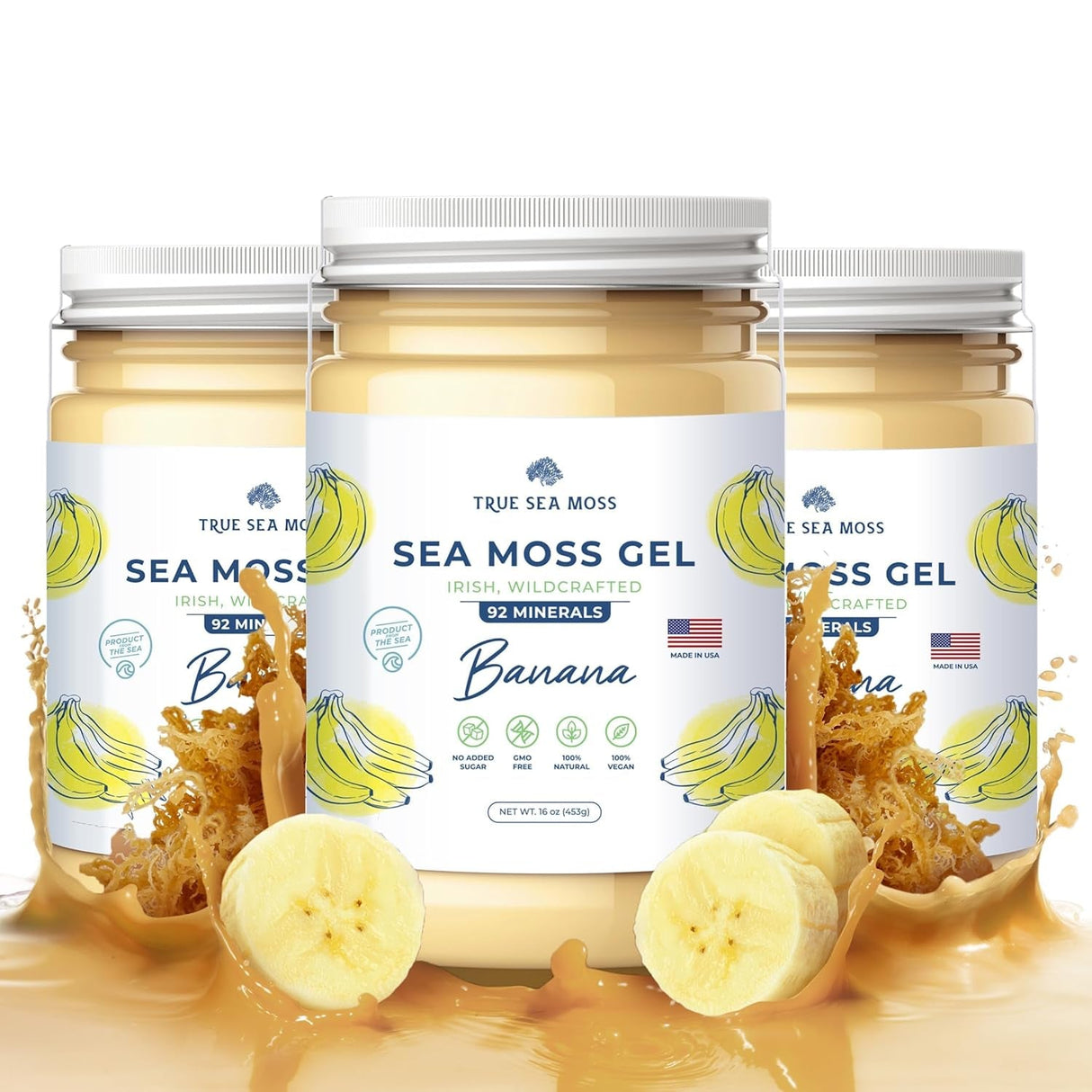 Trueseamoss Wildcrafted Irish Sea Moss Gel –7 Flavors- Nutritious Raw Seamoss Rich in Minerals, Proteins & Vitamins – Antioxidant Health Sea Moss, Vegan Made in USA (MANGO/PINEAPPLE, 1)