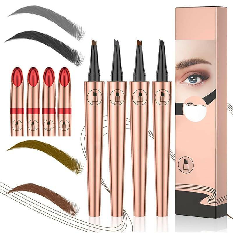 3D Microblading Eyebrow Tattoo Pencil 4 Fork Tip, 2024 Upgrade 3D Waterproof Magic Eyebrow Pencil Microblading Eyebrow Pencil Natural Makeup Fine Stroke Eyebrow Pencil with Micro-Fork Tip - Supply Center USA