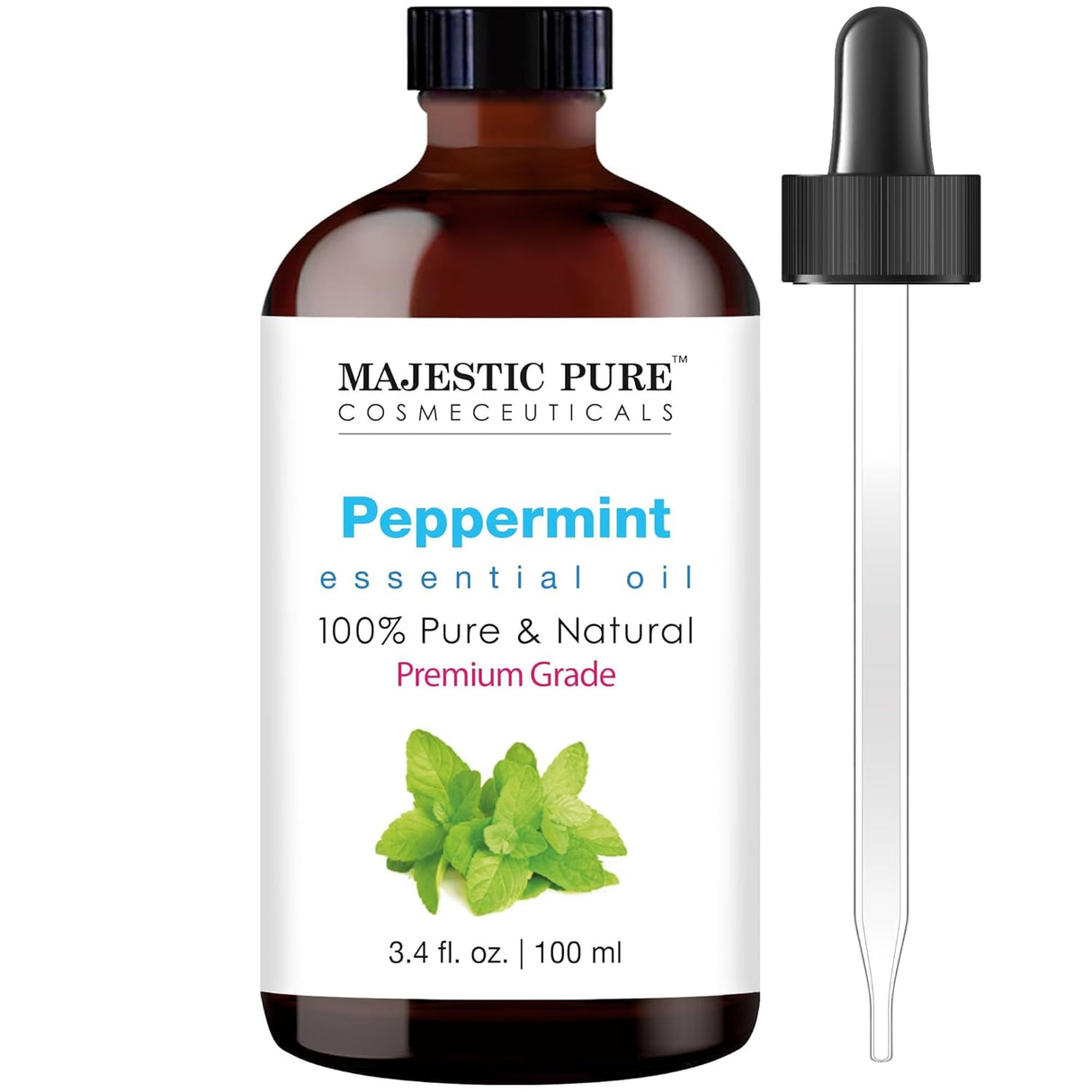 Majestic Pure Lavender Essential Oil with Glass Dropper | 100% Pure and Natural Lavender Oil | Premium Grade Essential Oils for Diffusers, Skin, Aromatherapy, Massage | 4 Fl Oz
