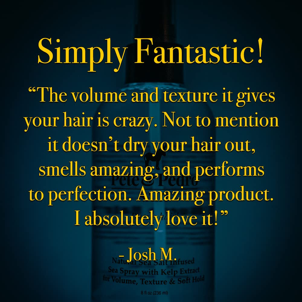 Pete & Pedro SALT - Natural Sea Salt Spray for Hair Men & Women, Adds Instant Volume, Texture, Thickness, & Light Hold | Texturizing & Thickening | as Seen on Shark Tank, 8.5 Oz.
