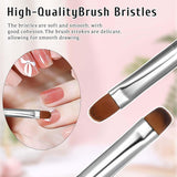 French Gel Acrylic Nail Art Brush & Dotting Tool, Premium 2 Way French Nail Art Kolinsky Brush for Professional Manicure Cuticle Clean up Nail Art Design French Tips Brushes (Size 14 & 16)